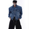 Chaqueta Denim Acolchada con Hombros Reforzados y Cierre Metálico