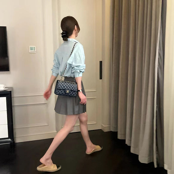Conjunto Falda Plisada y Blusa de Algodón para el Día a Día