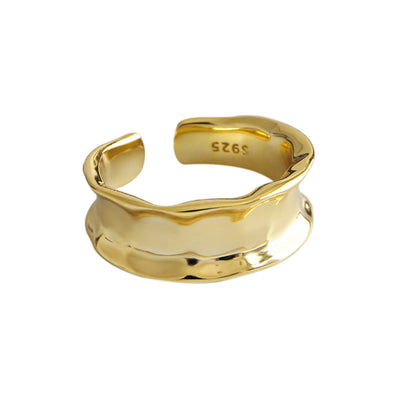 Anillo de Plata S925 Diseño Irregular Cóncavo Minimalista