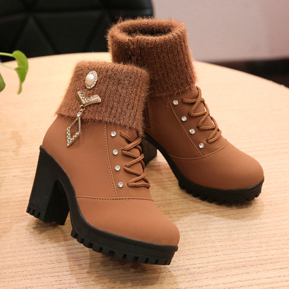 Botas Martin para Mujer - Tacón Alto Cálido Otoño Invierno