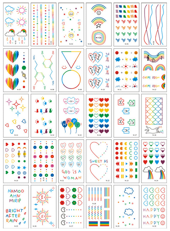 Tatuajes Temporales Adhesivos Carita Feliz Líneas de Colores