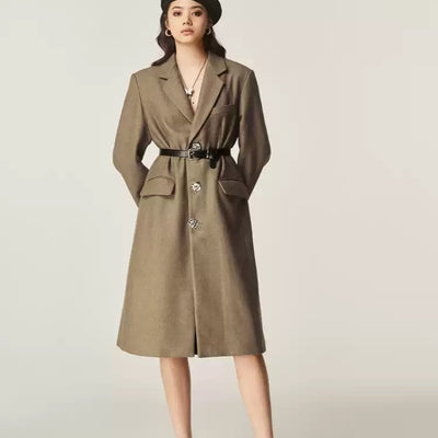 Abrigo Clásico Retro Marrón para Otoño e Invierno - Image 4