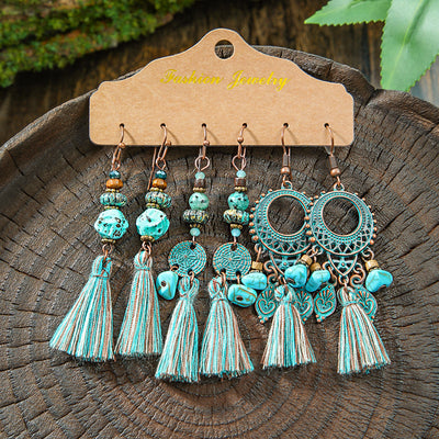 Aretes Geométricos Bohemios con Borlas Vintage para Mujer - Image 4