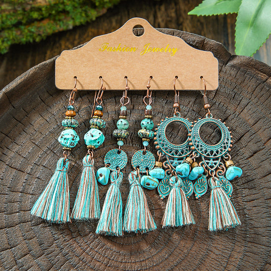 Aretes Geométricos Bohemios con Borlas Vintage para Mujer - Image 4