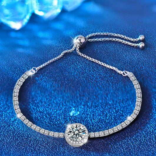 Pulsera Plateada para Mujer con Circonitas Brillantes Estilo Estrellado