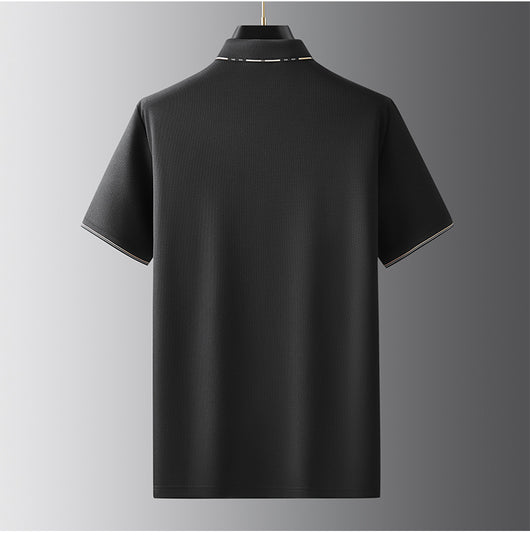 Polo Oversize de Seda Helada para Hombre - Manga Corta con Solapa Relajada - Image 4