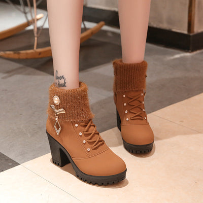 Botas Martin para Mujer - Tacón Alto Cálido Otoño Invierno