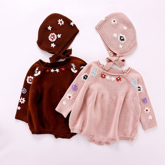 Enterizo Floreado de Manga Larga para Bebé Niña