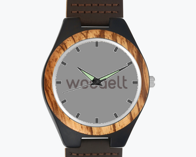 Reloj de Pulsera Personalizado en Madera con Foto y Correa de Cuero Marrón