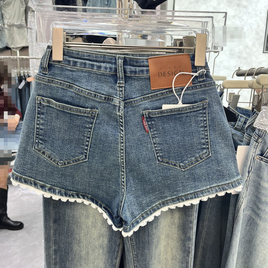 Shorts de Mezclilla Chic con Ribete de Encaje - Image 9
