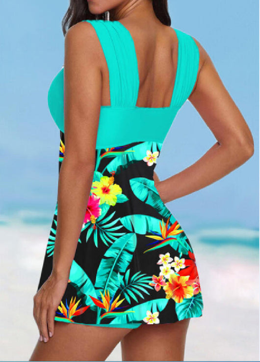 Conjunto de Traje de Baño Falda Acampanada con Estampado - Image 6