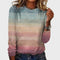 Blusa Retro Estampada de Manga Larga para Mujer