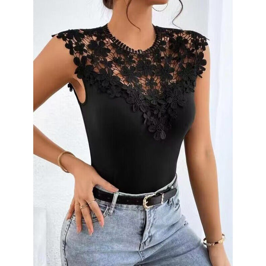 Blusa Sin Mangas con Encaje Elástica para Mujer - Image 4