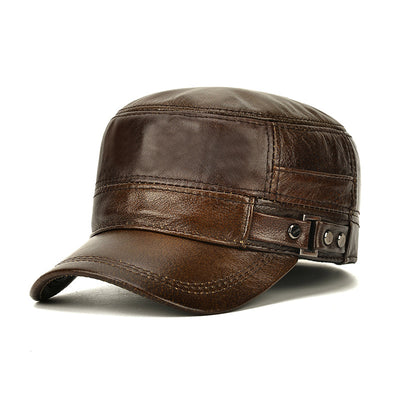 Gorra de Cuero Genuino para Hombre con Protección de Oídos - Invierno y Otoño