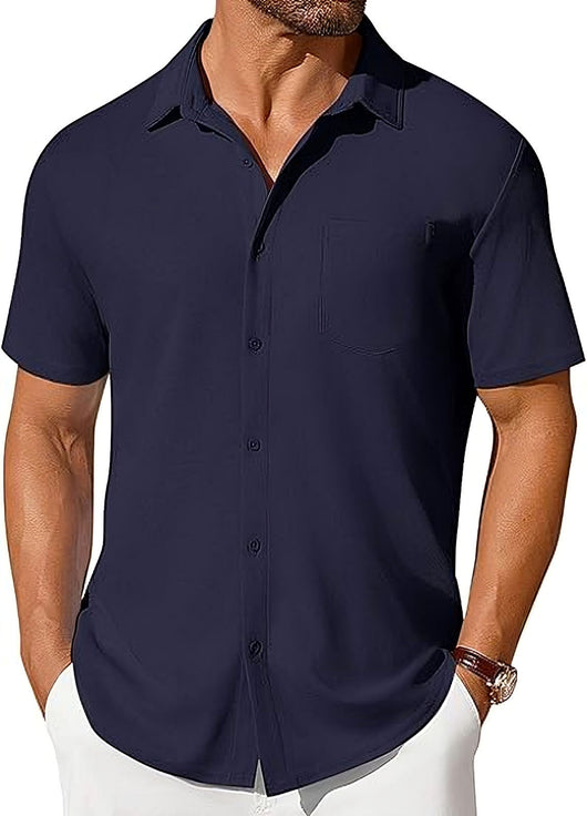 Camisa Casual de Manga Corta Resistente a Arrugas para Hombre - Image 14