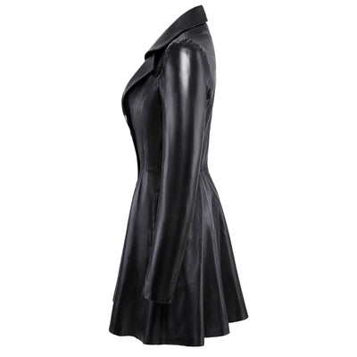 Abrigo Largo de Cuero Oversized con Bajo Amplio - Image 11