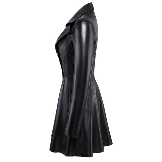 Abrigo Largo de Cuero Oversized con Bajo Amplio - Image 11