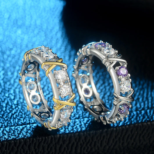 Anillo de Compromiso Bicolor Circón - Joyería Elegante para Mujeres