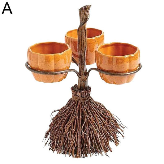 Decoración Halloween: Soporte para Snacks con Diseño de Calabaza y Escoba - Image 4