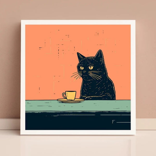 Cuadro Decorativo Retro Gato Cartoon para Hogar y Restaurantes