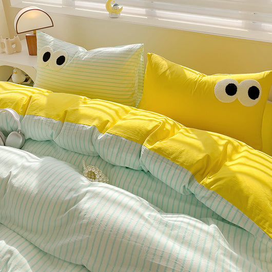 Juego de Cama Ojos Grandes - Funda Nórdica 4 Piezas Efecto Satinado - Image 3