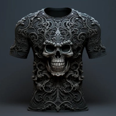 Playera Hip Hop 3D Calavera Estampado Europeo Tendencia Urbana - Image 26