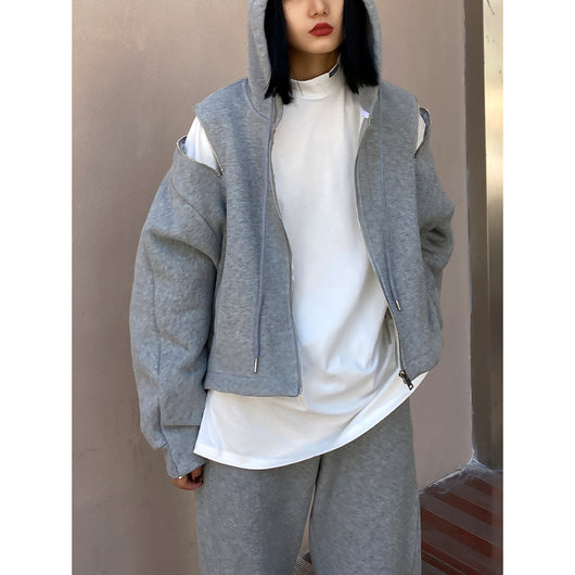 Sudadera con Capucha y Hombros Descubiertos - Cremallera Reforzada - Image 9