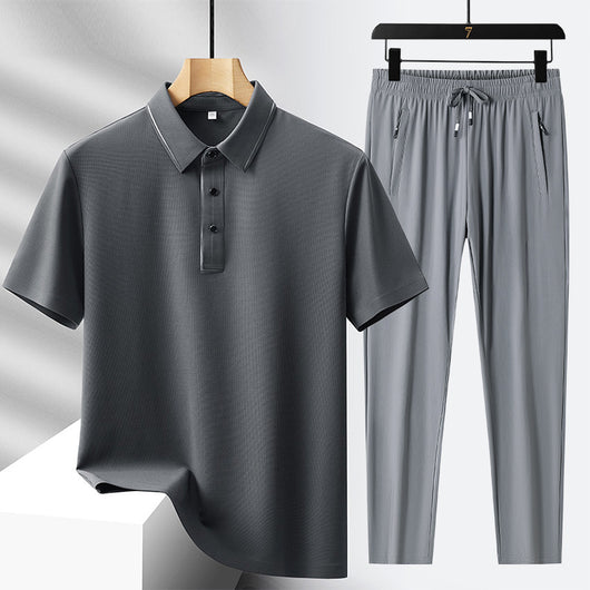 Conjunto Deportivo Polo y Pantalón Ice Silk sin Costuras - Lujo Ligero - Image 14