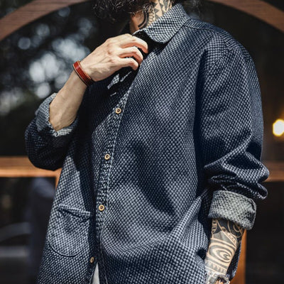 Chaqueta Denim Cuadros Retro Americana Holgada - Image 9