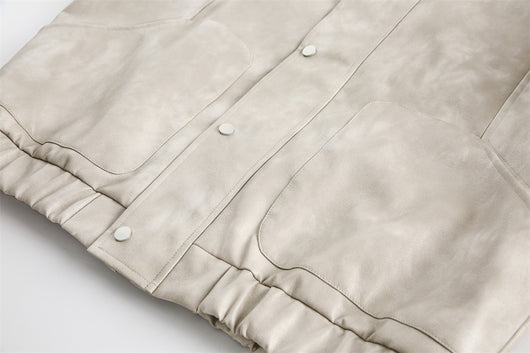 Abrigo de Cuello Alto en Cuero Genuino para Hombre - Primavera y Otoño - Image 8