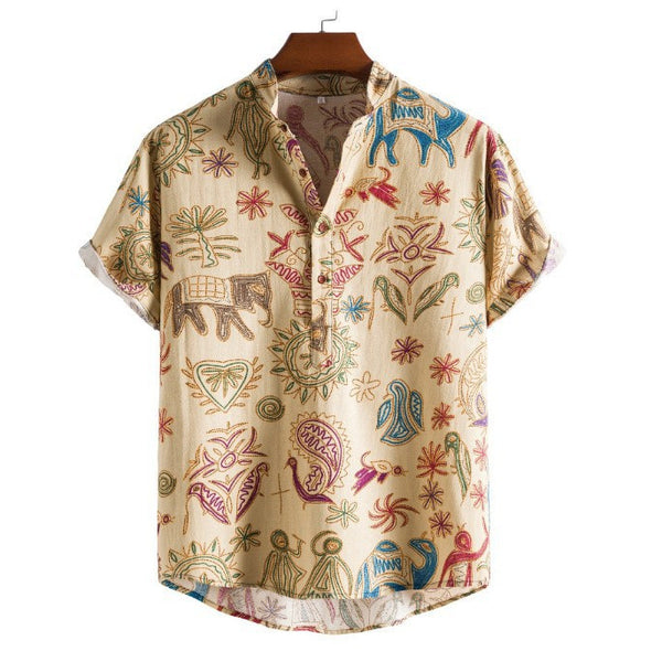 Camisa Casual Talla Grande con Estampado Digital 3D