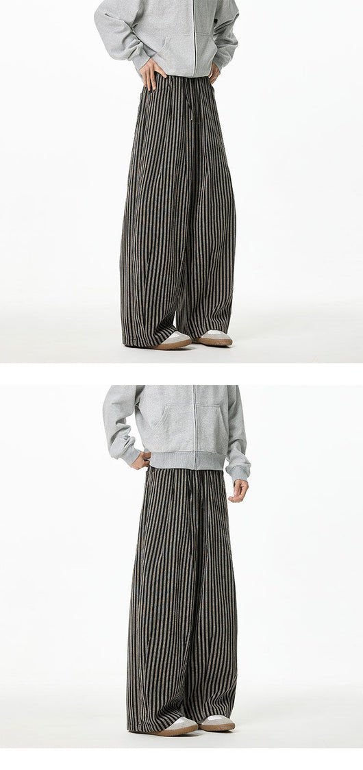 Pantalones Casuales Tejidos a Rayas con Corte Recto para Hombre - Image 13