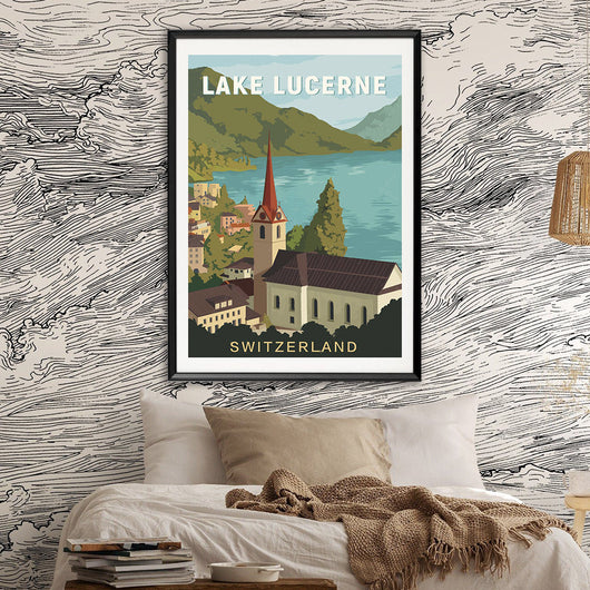 Cuadro Lienzo Póster Vintage Lago Lucerna Suiza - Image 3