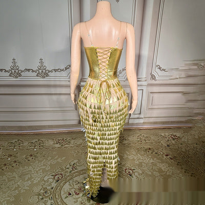 Vestido Sirena Formal Ajustado con Diseño Brillante y Cintura Ceñida - Image 9