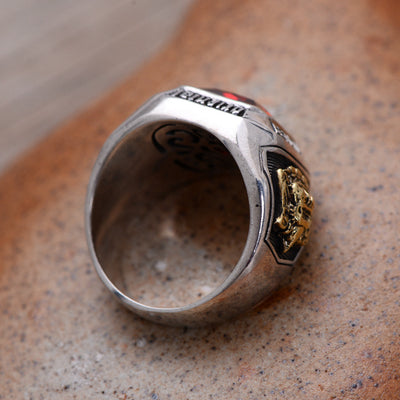 Anillo de Plata Tailandesa para Hombre con Cristal Rojo - Image 8