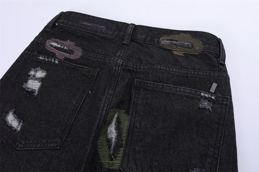 Jeans Rotos con Bordados y Contraste de Colores Estilo Americano - Image 18