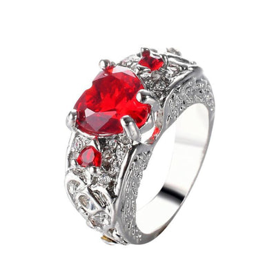 Anillo de Compromiso Princesa Corazón con Rubí - Image 3