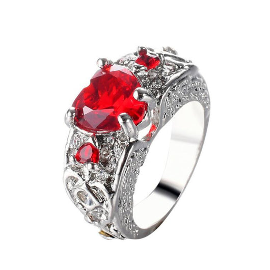 Anillo de Compromiso Princesa Corazón con Rubí - Image 3