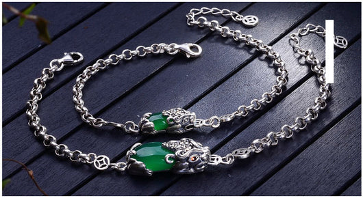 Pulsera de Valentía en Plata con Granate, Calcedonia y Ágata