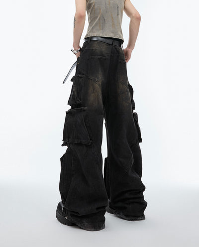 Jeans Artesanales Multibolsillos con Detalles Desgastados - Image 19