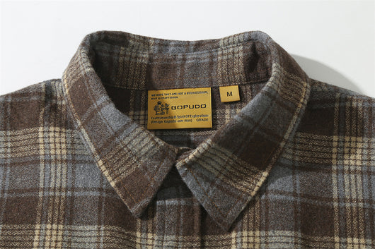 Camisa Cuadriculada Retro para Hombre con Manga Larga y Corte Holgado - Image 14