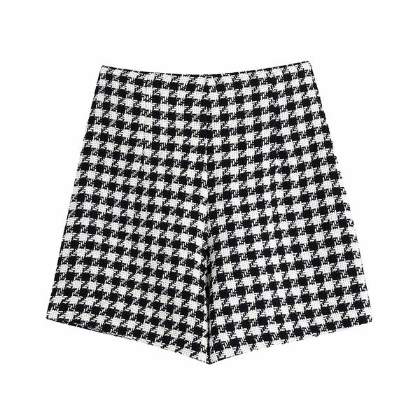 Conjunto de Shorts Houndstooth para Mujer - Diseño Texturizado Elegante