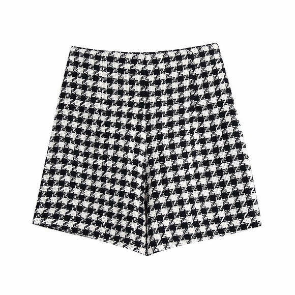 Conjunto de Shorts Houndstooth para Mujer - Diseño Texturizado Elegante