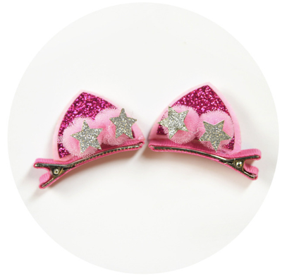 Set de 2 Clips Decorativos para Niñas - Flores Brillantes Arcoíris con Orejas de Gato y Conejo - Image 8