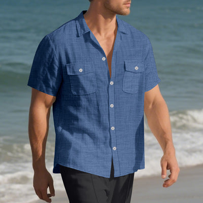 Camisa Suelta de Solapa Lisa para Hombre - Estilo Casual Festivo - Image 7