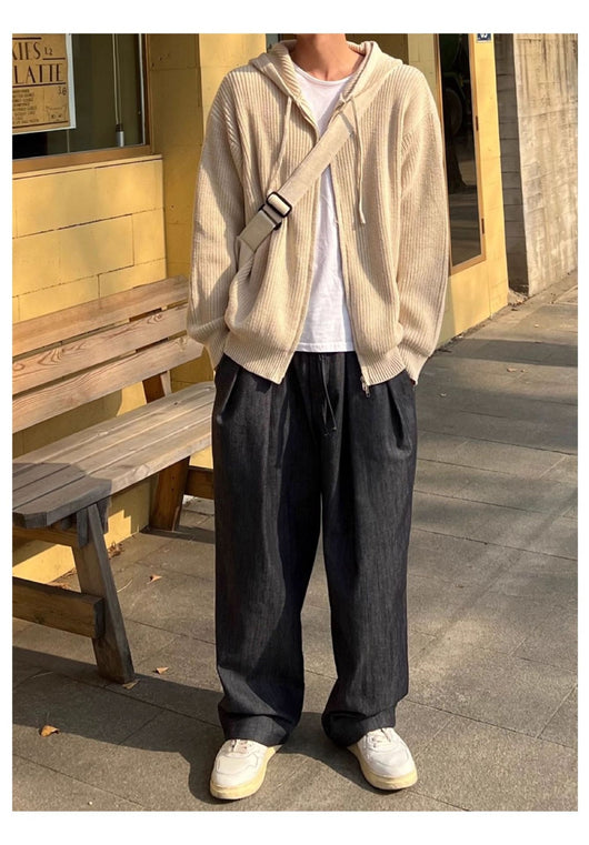 Suéter Chaqueta Tejido Otoño-Invierno para Hombre con Doble Cierre y Capucha - Image 26
