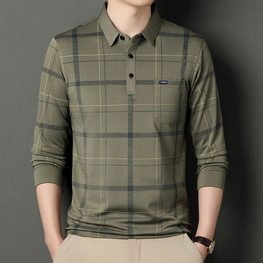 Polo Casual de Rayas Manga Larga para Hombre - Otoño - Image 6