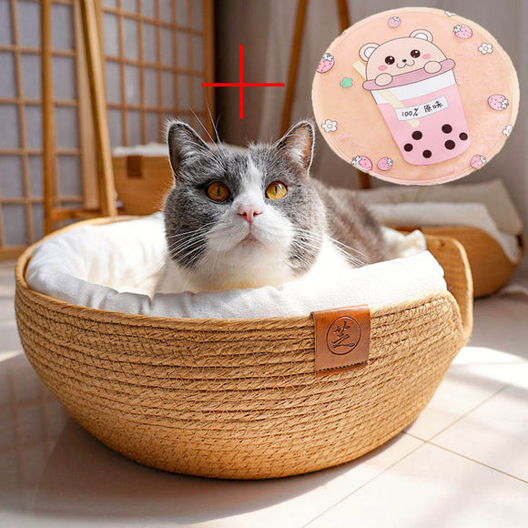Arenero para Gatos con Borde Elevado de Ratán