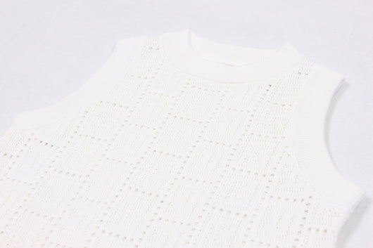 Chaleco Vestido Tejido Calado Manga Larga Cuello Redondo - Image 19