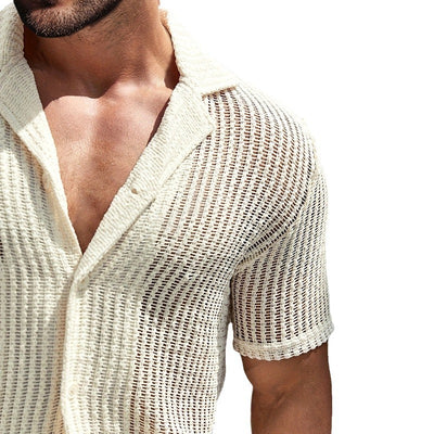 Camisa Henley Retro de Algodón y Lino con Rayas - Casual y Versátil - Image 5